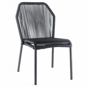 Chaise de terrasse tressée grise - Dimensions : L 54 x 66 x H 87 cm - Matériaux : Aluminium, PVC