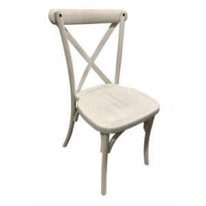 Chaise dos croisé en polypropylène, effet bois vieilli - Hauteur d'assise : 47 cm - Polypropylène - Empilable - Lot de 8