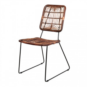 Chaise en rotin naturel - Chaise de style scandinave en acier et rotin naturel 