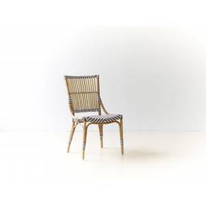 Chaise en rotin naturel et fibre - Chaise en rotin naturel brut et fibre synthétique tressée blanc/mocca.