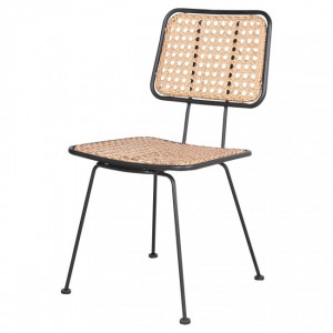 Chaise en rotin synthétique - Chaise de style scandinave en acier et rotin synthétique