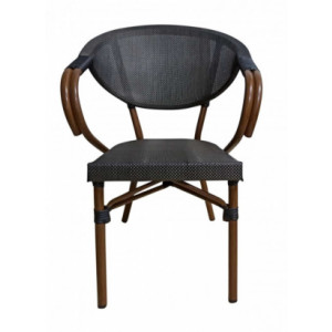 Chaise bistrot modèle MOKA empilable - Hauteur d’assise 44 cm - Structure aluminium - Assise et dossier tissage textile