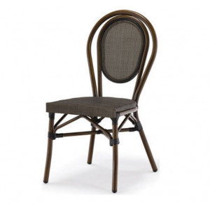 Chaise pour restaurant en aluminium  - Hauteur d'assise: 44 cm - Struture aluminium - Dos et assise : Textylène Starbucks
