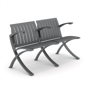 Chaise public aluminium - Assise et piètement avec accoudoir en aluminium moulé
