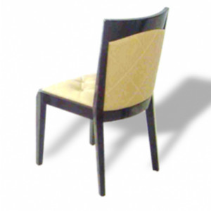 Chaise rembourrée avec dossier en simili-cuir - Bordure du dossier et piètements en bois exotique