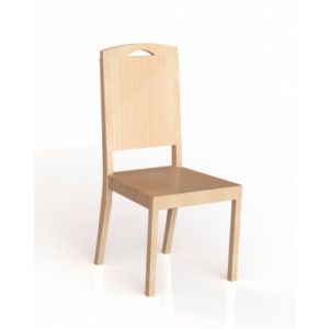 Chaise restaurant 4 pieds en bois - Hauteur d'assise : 460 mm - Structure bois - Dos et assise garni 