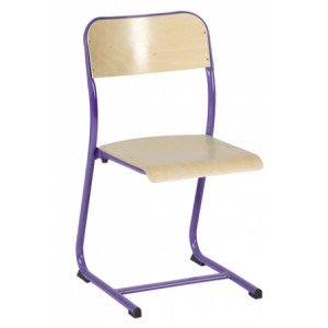 Chaise scolaire à appui sur table - Taille 6 - Structure monobloc tube Ø25mm - Assise et dossier en hêtre multiplis