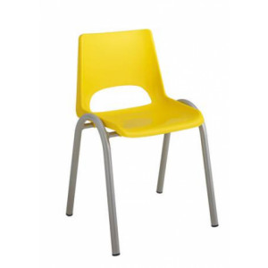 Chaise scolaire à coque plastique 4 pieds - Tailles 1 à 4 -  Coque plastique M4 - Coloris : vert, jaune, rouge ou bleu.