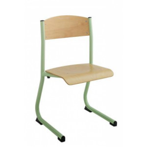 Chaise scolaire avec appui sur table - Tailles 4 à 7 - Piètement tube acier rond Ø 25 mm - Assise et dossier en hêtre multiplis ép. 8 mm