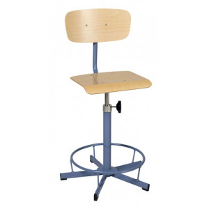 Chaise scolaire de laboratoire réglable par vis - Hauteur d'assise réglable de 52 à 70 cm - Assise et dossier hêtre - avec ou sans repose-pieds