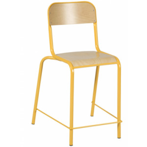Chaise scolaire haute en hêtre multiplis - Hauteur d’assise : 60 cm - Structure tube acier Ø 25 mm - Assise et dossier en hêtre