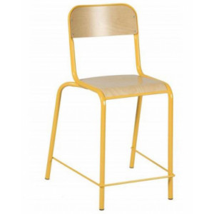 Chaise scolaire haute stratifié - Hauteur d’assise : 60 cm - Structure tube acier Ø 25 mm - Assise et dossier en hêtre
