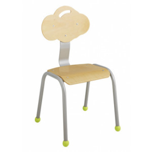 Chaise scolaire maternelle  - Tailles 1 à 3 - Assise et dossier en hêtre - Structure tube acier Ø 18 mm