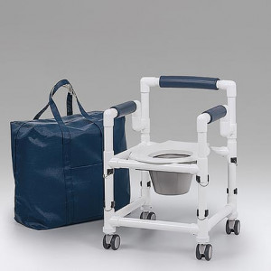 Chaise toilette et douche de voyage - Charge maximale : 150 kg - Hauteur réglable - Sac de voyage en toile textilène