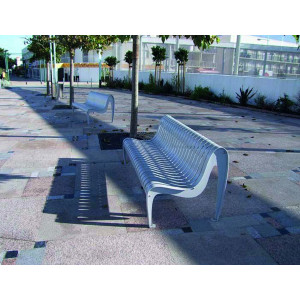 Chaise urbaine à lattes acier mécanosoudé - Assise et dossier en plats métalliques ondulés
