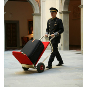 Chariot à bagages pliable - Structure tubulaire d’un diamètre de 3 cm - Deux roues pneumatiques - Utilisation : intérieur et extérieur