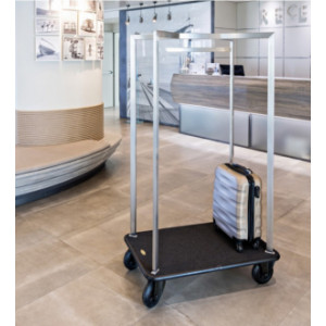 Chariot à bagages grande capacité - Dimensions plateau : 60 x 97 cm - Structure rectangulaire en acier - Utilisation intérieur et extérieur 