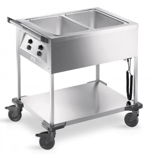 Chariot bain marie chaud 2 cuves - Acier inoxydable - 2 cuves simples - Puissance : 1,4 kW