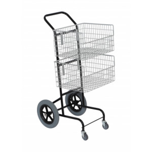 Chariot courrier 2 paniers grandes roues - Dimensions : HT 1110 x 510 x 560 mm