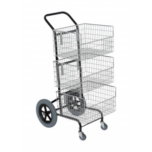 Chariot courrier 3 paniers 6+2r - Dimensions : HT 1110 x 510 x 560 mm