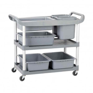 Chariot pour cuisine 3 étagères  - 3 étagères - Capacité de chargement du plateau inférieur : 40 Kg – Aluminium 