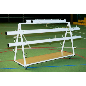 Chariot ratelier volley/tennis - Capacité : 3 paires de poteaux de volley + 1 paire tennis