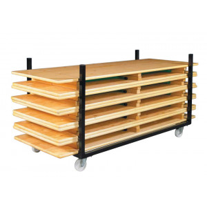 Chariot transport tables rectangulaires - Structure en acier - Capacité : 10 à 18 tables