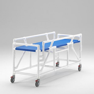 Chariots-lit pour transport et douche - Charge maxi 150 kg - Plan de couchage en tissu Textilen imperméable - 4 roulettes Ø 100 mm