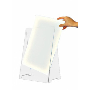 Chevalet porte étiquette plexi - Plexiglas ép 3 mm - Formats A3 à la verticale - Lot de 5 pièces