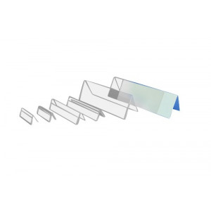 Chevalet porte nom plexi - PVC cristal rigide ép 1.5 mm - 3 tailles disponibles - Lot de 10 pièces