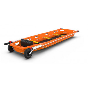 Civière avec roues - Charge utile: 356 kg - Dimensions (L x l x H) 2240 x 640 x 190 mm - Coloris : Jaune ou Orange 