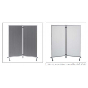 Cloison mobile - Cadre en aluminium - Dimensions(L x P x H) : 76 x  44 x 170 cm