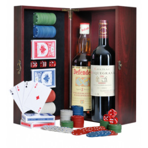 Coffret cadeau poker à 2 bouteilles de vin - Mallette poker  - 2 bouteilles vin