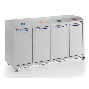 Collecteur de déchets à 4 compartiments  - Capacité de charge : 100 kg