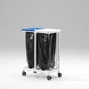 Collecteur de sacs à déchets - Capacité : 2 x 120 L - Pédales d'ouverture de couvercles - 4 roulettes
