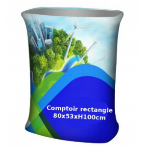 Comptoir pliable rectangle tissu - Structure + tissu imprimé + plateaux+ sac de transport