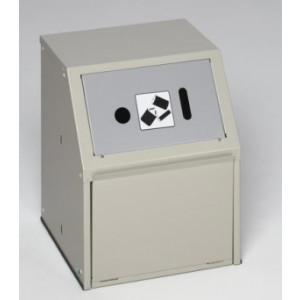 Conteneur tri sélectif fixe non feu pour piles avec porte basculante - Capacité : 2 x 11 L - Dimensions (H x L x P) 500 x 400 x 400 mm