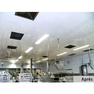 Dalle de plafond suspendu alimentaire HACCP laboratoire - Polyester épaisseur: 2,8 mm - M1 - isolée ou non