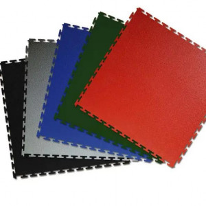 Dalle PVC emboîtable - PVC souple recyclable - Épaisseur : 5 mm - Finition : granulée ou pastillée - 6 coloris disponibles