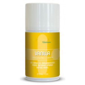 Désodorisant professionnel vanille - Contenance : 270 ml -Senteur : Gourmand/Sucré -Condition de vente : 12 flacons par carton