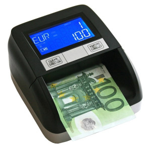 Détecteur automatique de billets contrefaçon - Ecran LCD - Puissance : 5 W - Dimensions : (L x l x H) : 143 x 128 x 75 mm