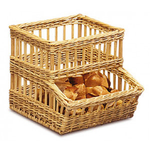 Distributeur de petits pains en osier - Dimensions (L x P x H) cm : 45 x 50/58 x 42