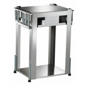 https://www.techni-contact.com/ressources/images/produits/merchandising/distributeur-de-plateaux-en-inox-13524443-1.jpg - Acier inoxydable - Capacité: 100 plateaux - Réglable en hauteur
