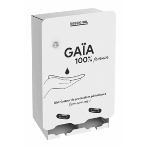 Distributeur de protections hygiénique 2 compartiments Blanc Signalisation GAIA  - Dim. (L x l x H) : 113 x 278 x 410 mm- Acier traité anti-UV – Blanc Signalisation
