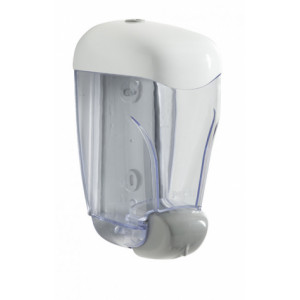 Distributeur de savon liquide pour sanitaires OLEANE  - Capacité : 0.8L ou 1,5L - Manuel - Plastique ABS blanc