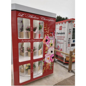 Distributeurs de fleurs extérieur avec casiers réfrigérés - Ce distributeur automatique de fleurs vos permettra de développer votre activité et d'offrir à votre clientèle un service de vente de fleurs permanent. 