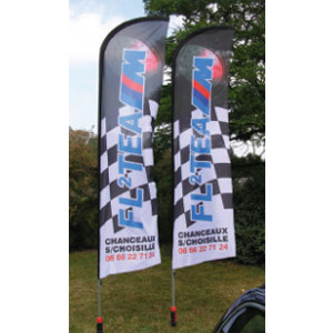 Drapeau flag pour exterieur - Dimensions : 170 x 50 cm - structure aluminium   fibre de verre