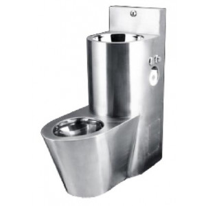 Ensemble lavabo et WC - Acier inoxydable AISI 304 - Avec débitmètre et système anti-vandalisme - Spécial prisons