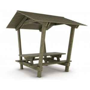  table pique-nique avec toit - Dim :L.240 x 260 x H.250 cm - Lames 145 x 45 mm - Plateau 200 x 75 cm