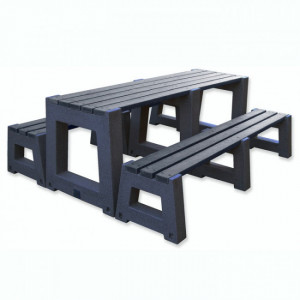 Ensembles de bancs et tables de Pique-Nique - Fabriqués en plastique 100 % récyclé et recyclable pour les parties colorées